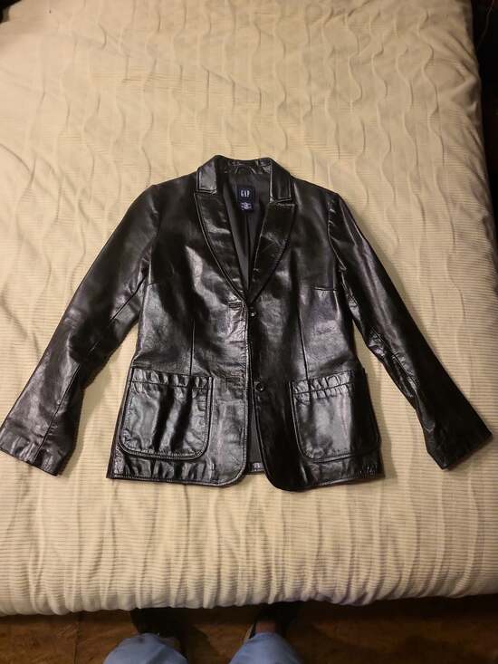 GAP Other - Vintage GAP 90s Genuine Black Leather Blazer Jacket